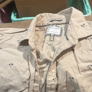 Men's Beige Palm Tree Short Sleeve Shirt